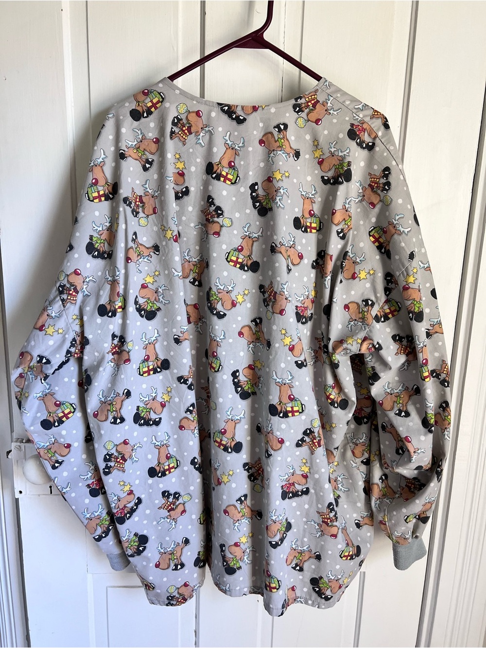 Healthcare Tafford Christmas Light Gray Reindeer Print Scrub Jacket size 3XL - Picture 4 of 6